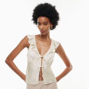 Wilfred Cream Ruffle Tie-Front Top